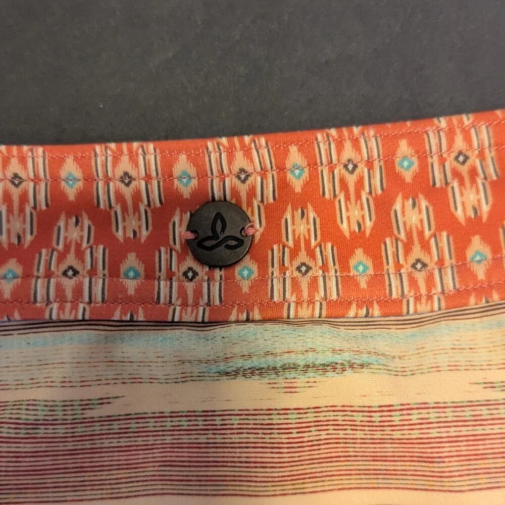 Prana Ramba Bikini Bottom Peach Bonita Swim Boho Print Mid Rise Full Seat Large‎